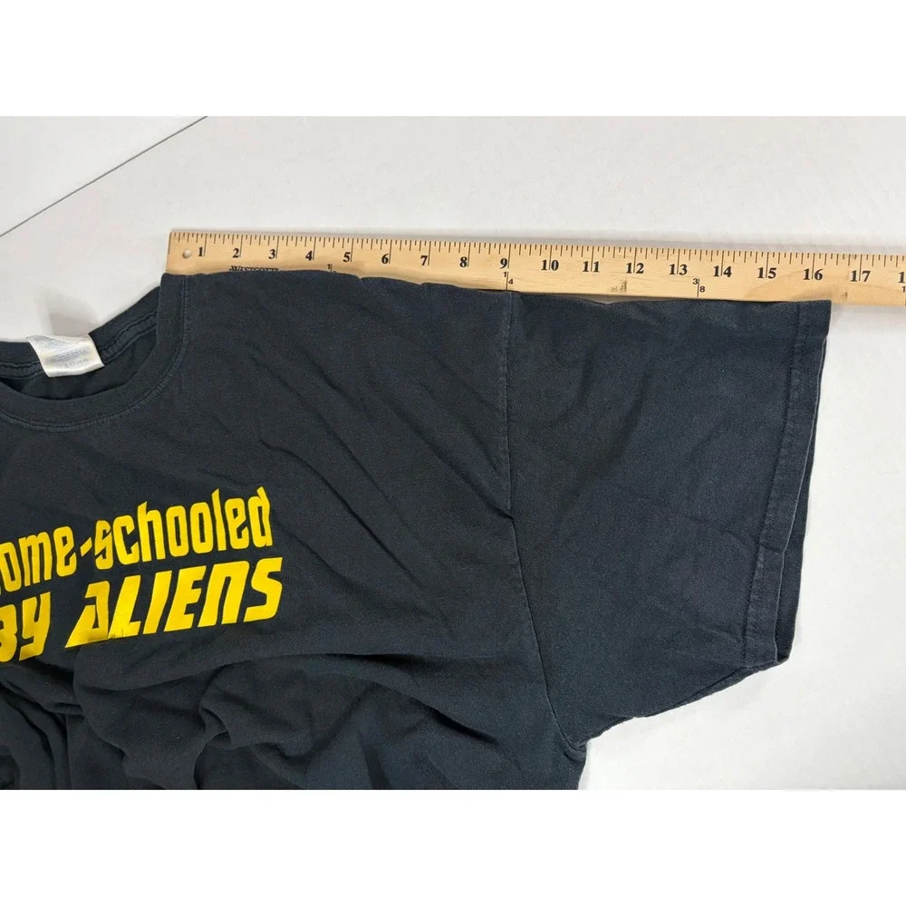 Gildan Home-Schooled By Aliens Graphic T-Shirt Black Mens 2XL Sci-Fi Humor Tee